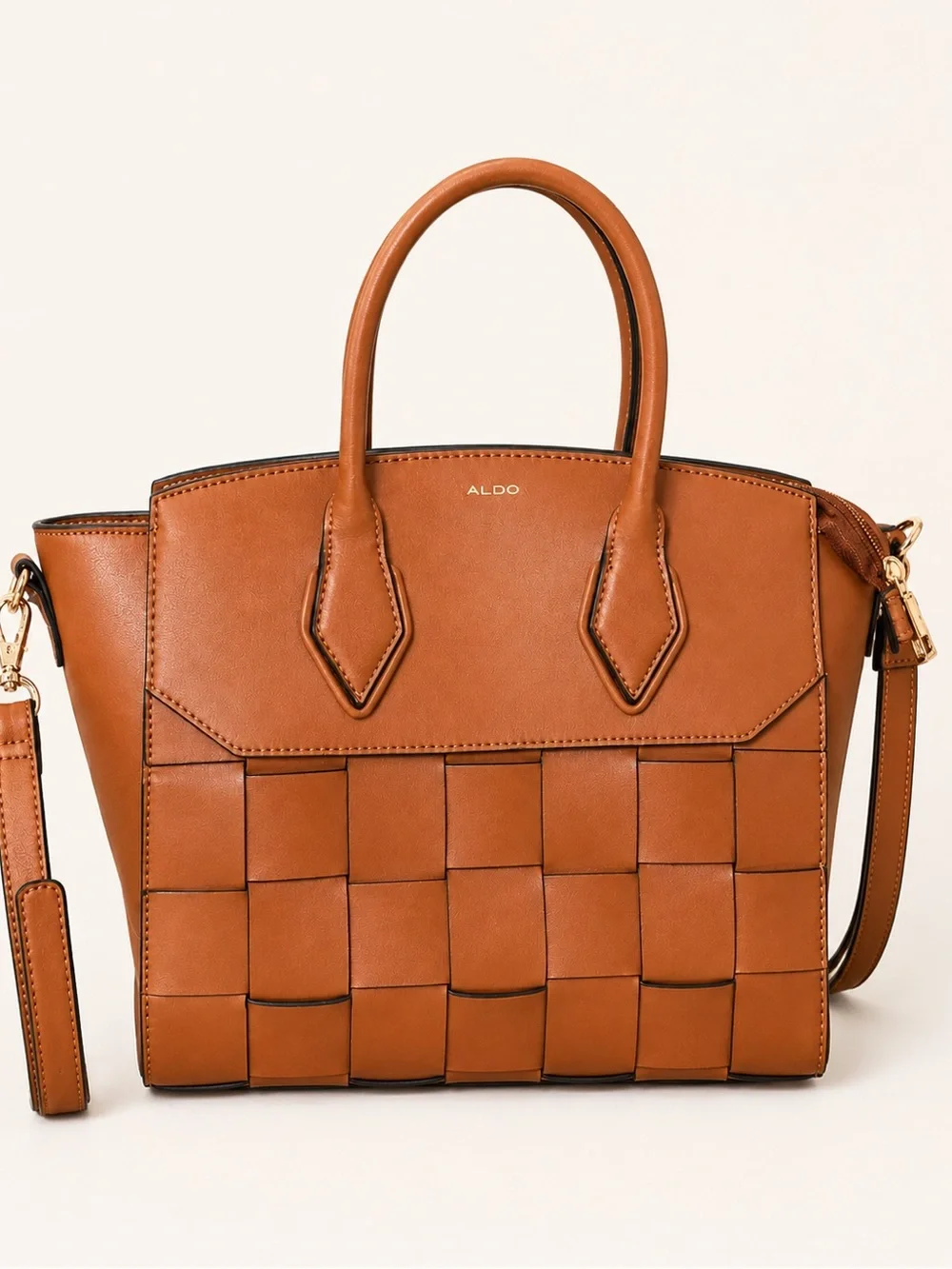 ALDO Cognac Woven Satchel Crossbody